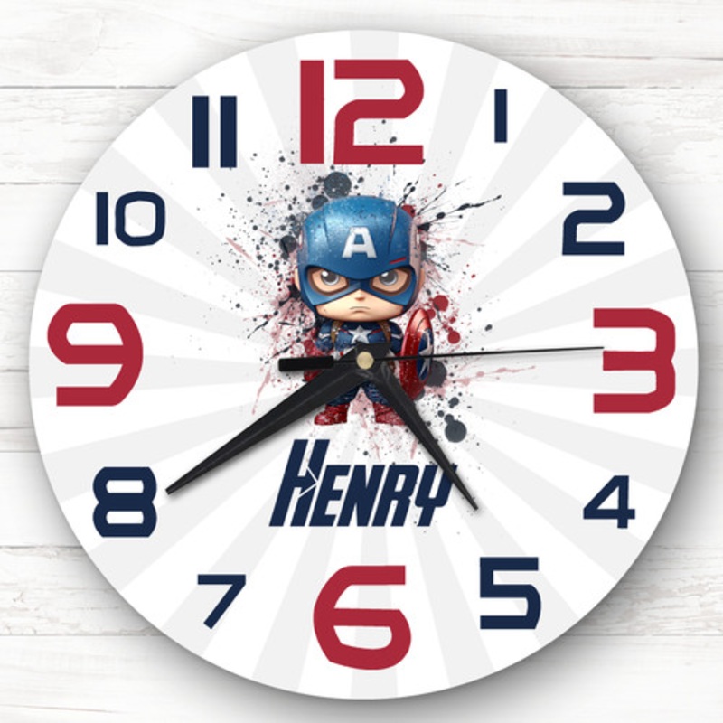Baby Captain America Superhero Boys Room Custom Gift Personalised Clock – The Card Zoo