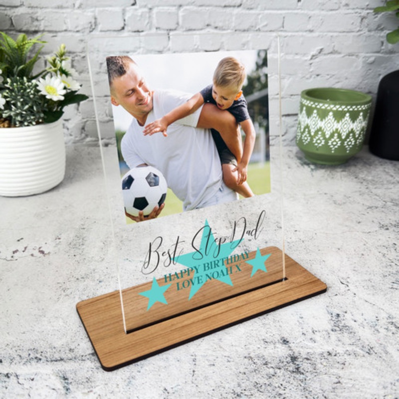 Best Stepdad Happy Birthday Gift Star Blue Photo Personalised Acrylic Plaque – The Card Zoo