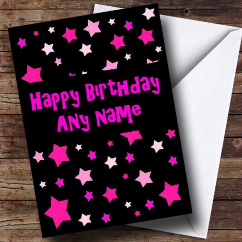 Black And Pink Stars Personalised Birthday Card – The Card Zoo