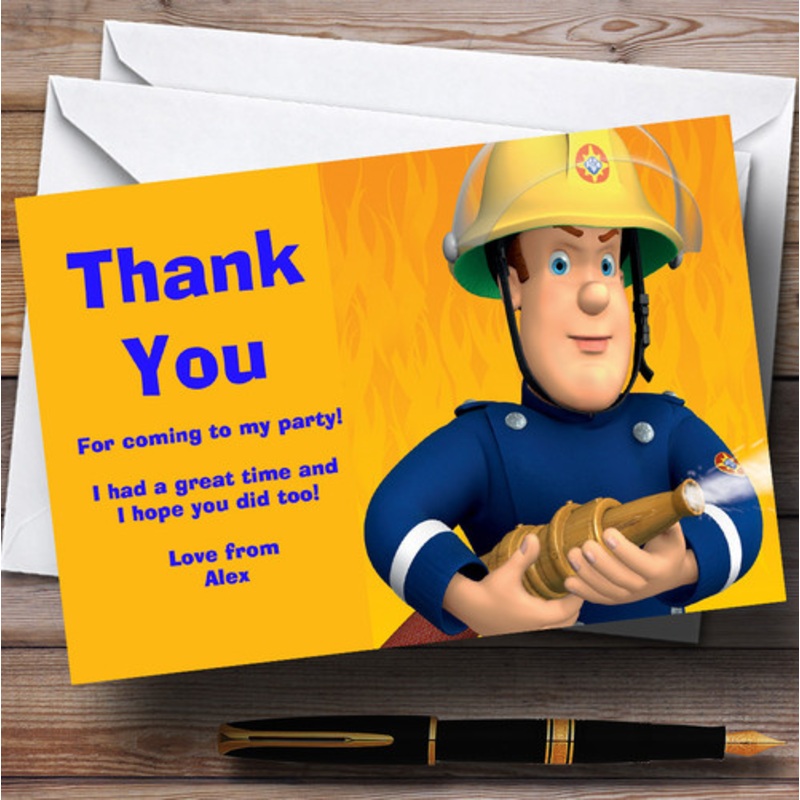 Fireman Sam Personalised Children’s Birthday Party Thank You Cards – The Card Zoo