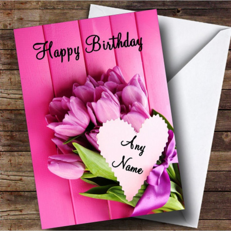 Pink Bunch Of Flowers Romantic Personalised Birthday Card – The Card Zoo