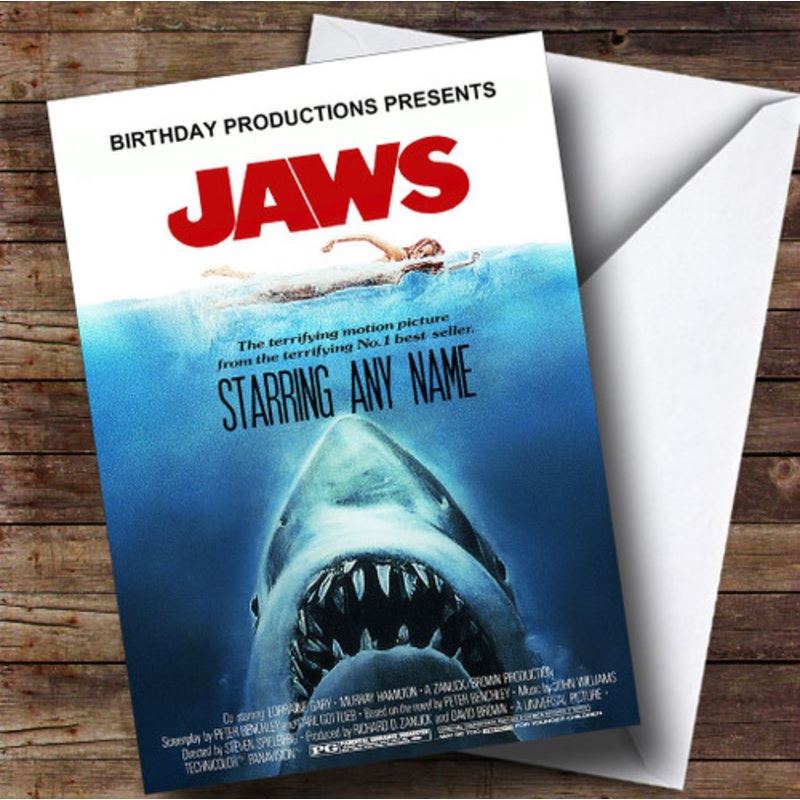 Spoof Jaws Shark Movie Poster Funny Personalised Birthday Card – The Card Zoo
