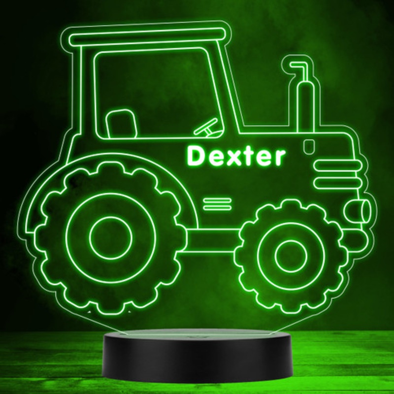 Tractor Outlines Farm Vehicle Farmer Fan Personalised Gift RGB LED Night Light – The Card Zoo