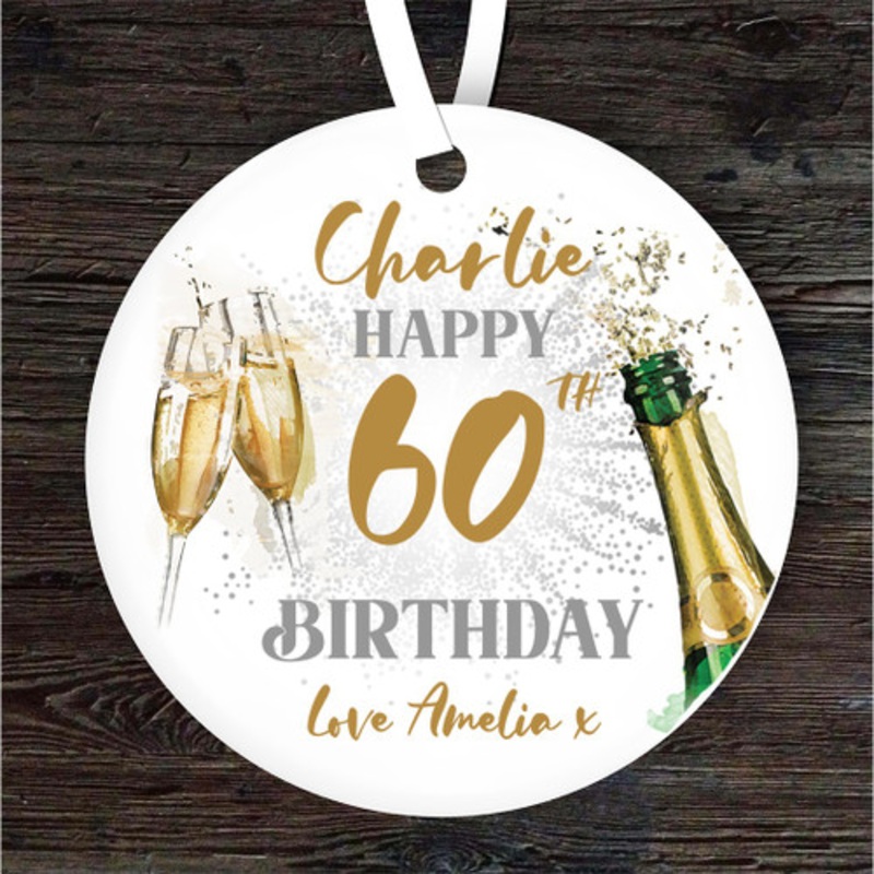 60th Birthday Champagne Sparkle Personalised Gift Keepsake Hanging Ornament – The Card Zoo