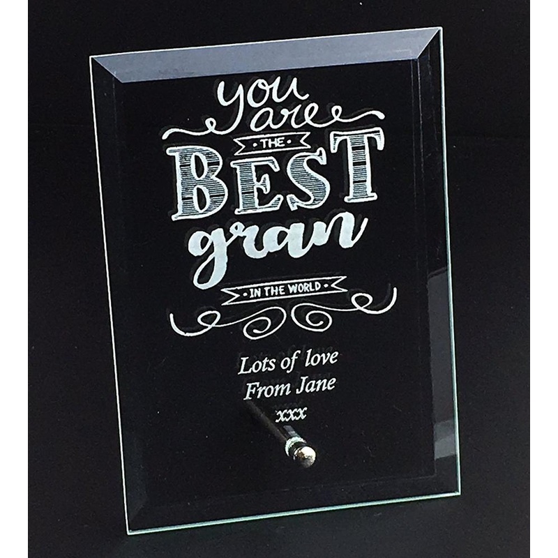 Best Gran In The World Personalised Engraved Glass Plaque