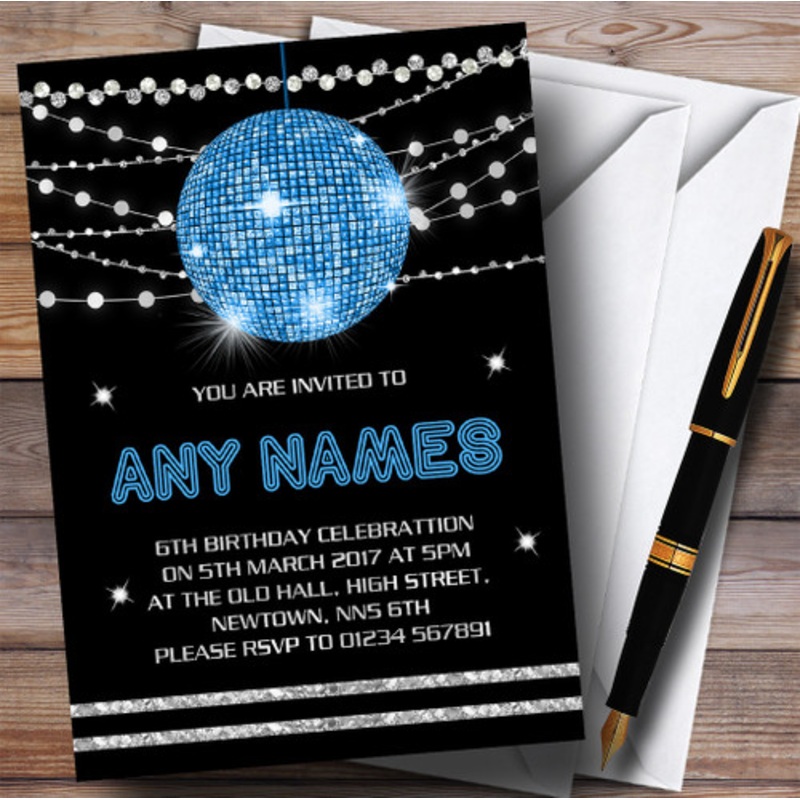 Blue Disco Ball Invitations Children’s Birthday Party Invitations – The Card Zoo