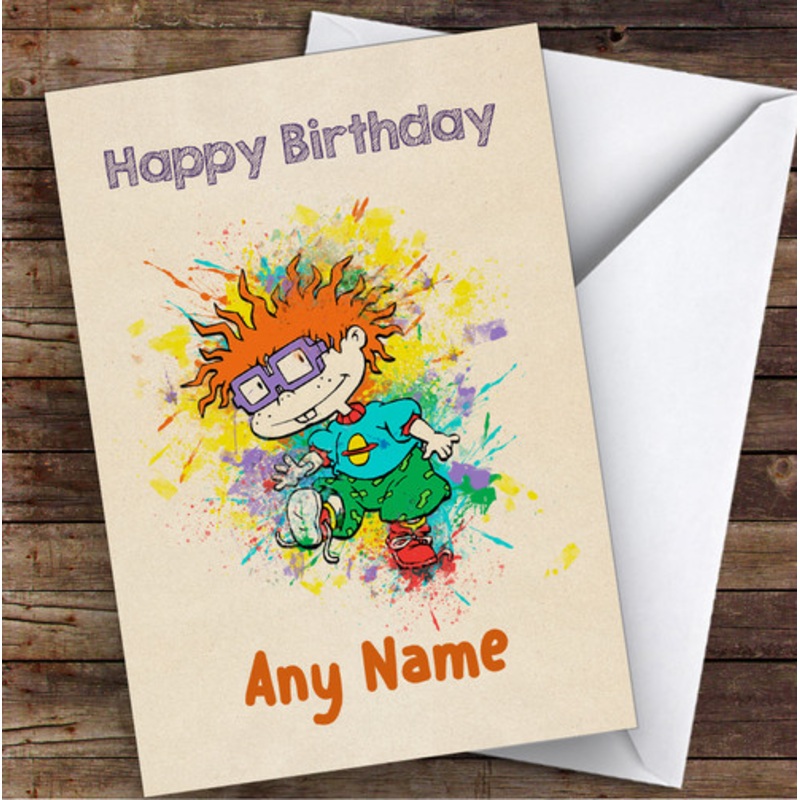 Chuckie Finster Tommy Pickles Watercolour Splatter Children’s Kids Birthday Card – The Card Zoo