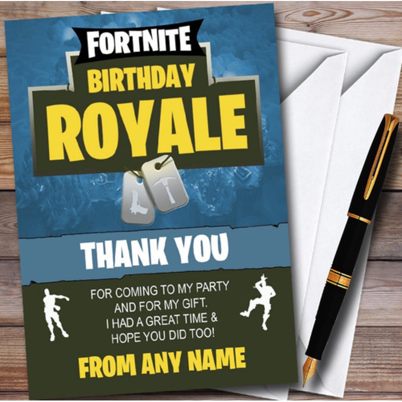 Fortnite Birthday Royale Personalised Children’s Birthday Party Thank You Cards – The Card Zoo