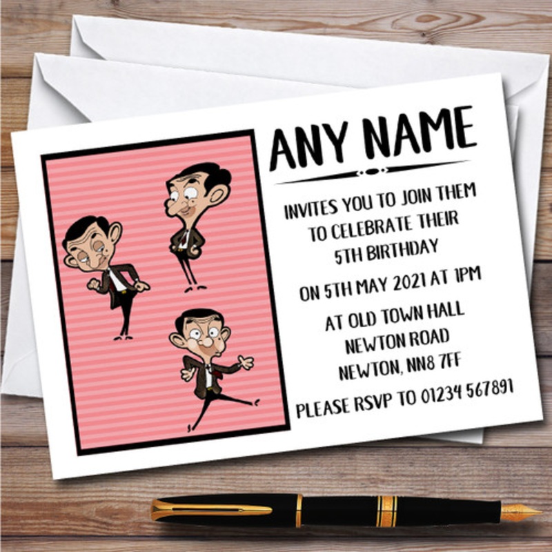 Mr Bean Vintage Children’s Kids Personalised Birthday Party Invitations – The Card Zoo