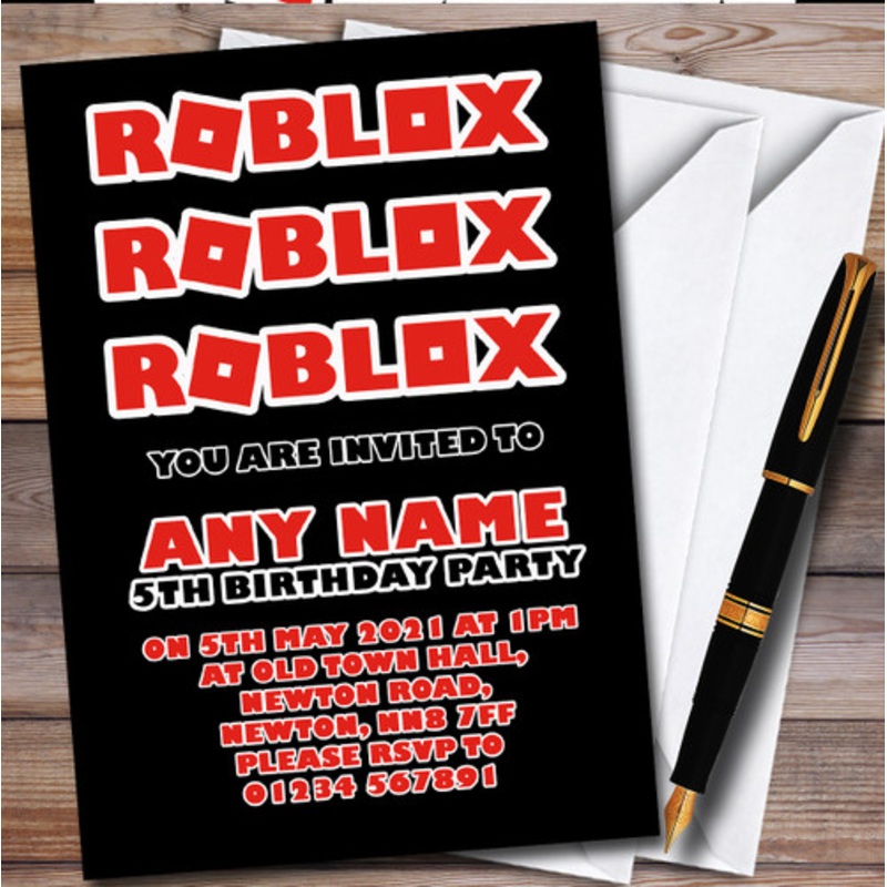 Roblox Red Logo Repeat Personalised Children’s Kids Birthday Party Invitations – The Card Zoo