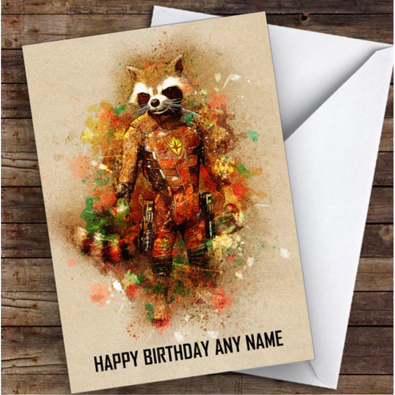 Rocket Raccoon Vintage Children’s Kids Personalised Birthday Card – The Card Zoo