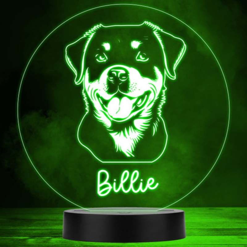 Rottweiler Dog Tongue Pet Multicolour Personalised Gift LED Lamp Night Light – The Card Zoo
