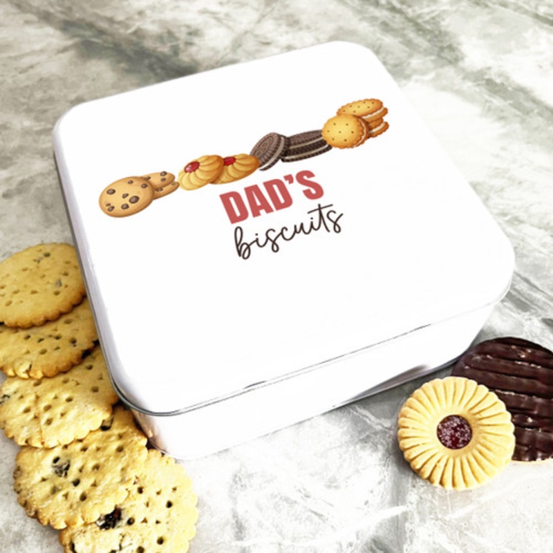 Square Dad’s Biscuits Assortment Personalised Biscuit Tin – The Card Zoo