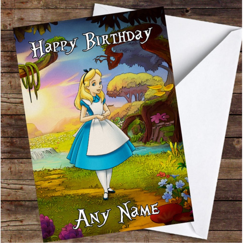 Alice In Wonderland Colourful Forest Personalised Birthday Card – The Card Zoo