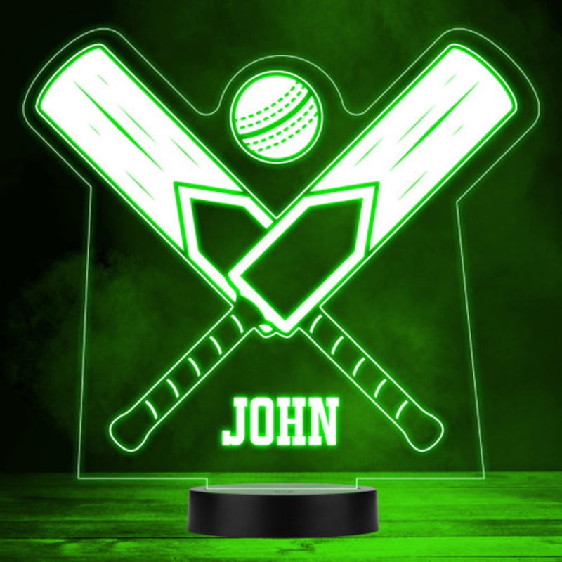 Cricket Bats and Ball Sports Fan Personalised Gift Colour Changing Night Light – The Card Zoo