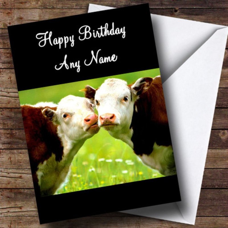Cute Kissing Cows Romantic Personalised Birthday Card – The Card Zoo