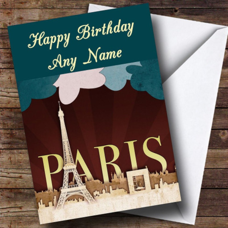 Paris France Eiffel Tower Personalised Birthday Card – The Card Zoo