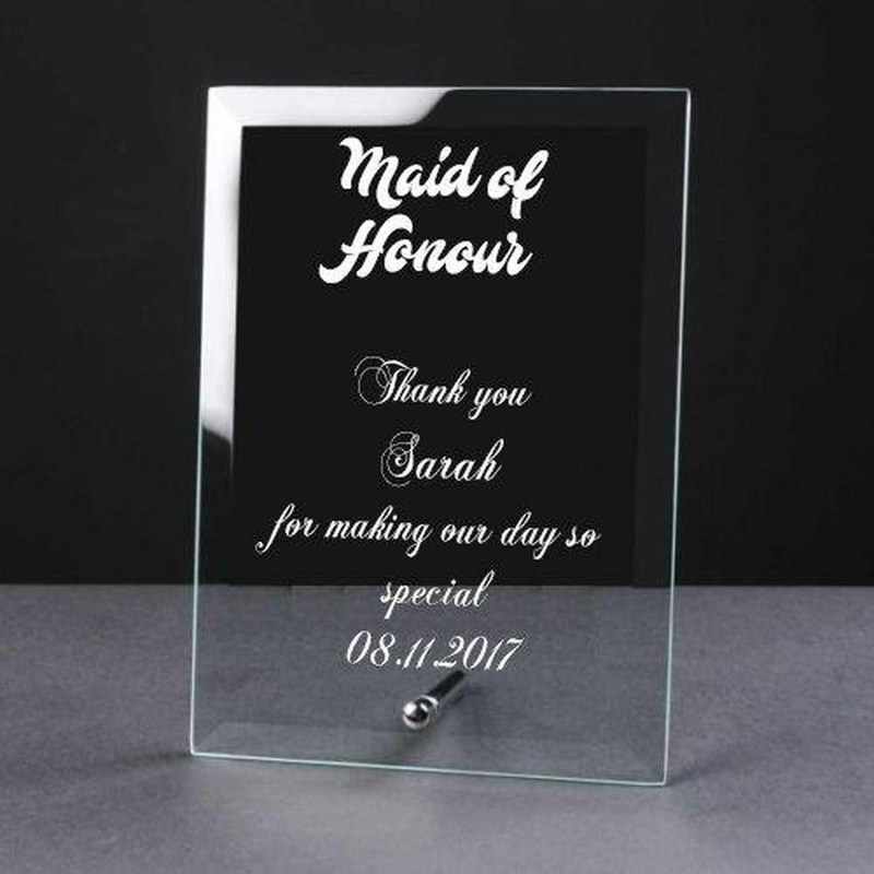 Personalised Engraved Glass Plaque Maid Of Honour Gift