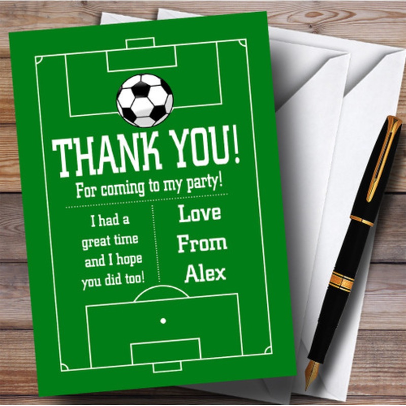 Soccer Football Pitch Green Party Thank You Cards – The Card Zoo