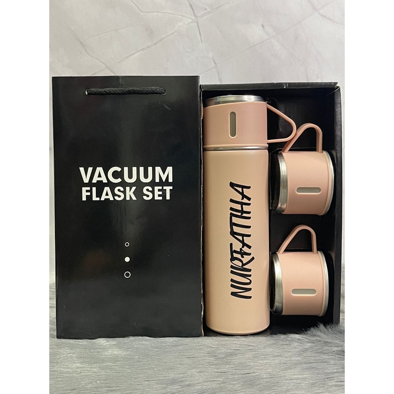 500ml Vacuum Flask Set 304 Stainless Steel Thermos Flask Bottle Cup Gift Set (Nationwide Delivery)