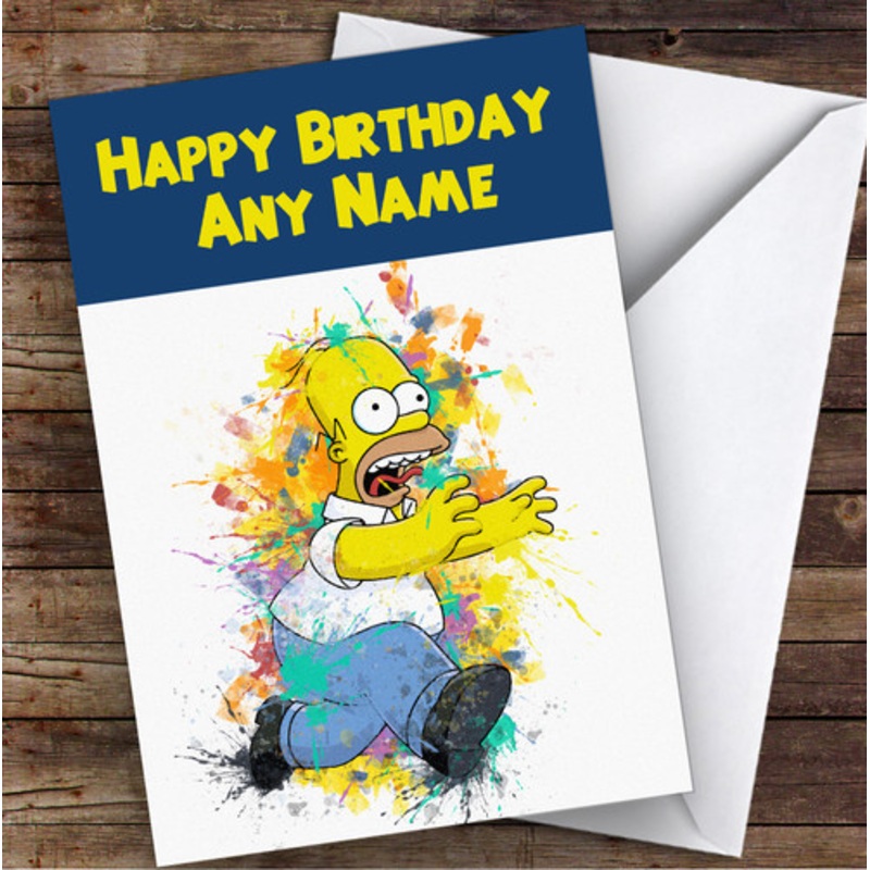 Homer Simpson Watercolour Splatter The Simpsons Children’s Kids Birthday Card – The Card Zoo