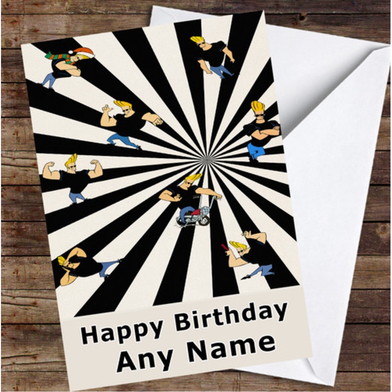 Johnny Bravo Retro Stripes Personalised Birthday Card – The Card Zoo