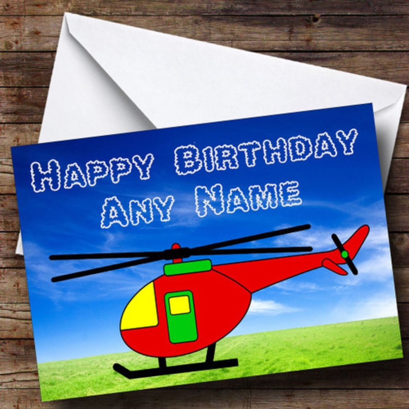 Red and Yellow Helicopter Personalised Birthday Card – The Card Zoo