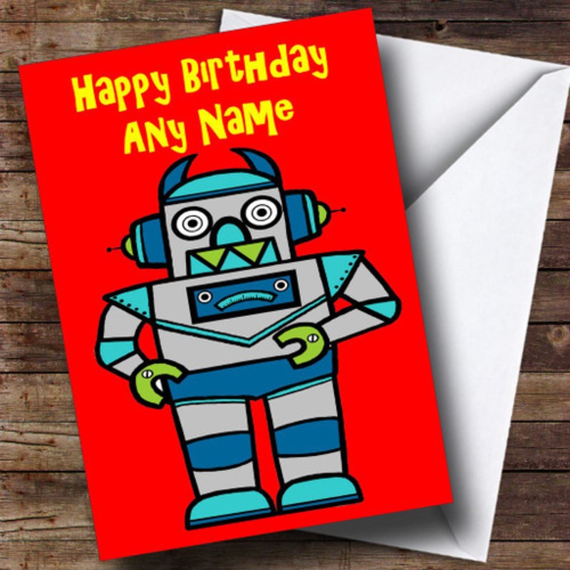 Red Robot Personalised Birthday Card – The Card Zoo
