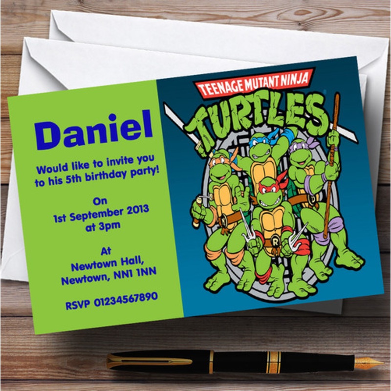 Teenage Mutant Ninja Turtles Personalised Children’s Birthday Party Invitations – The Card Zoo