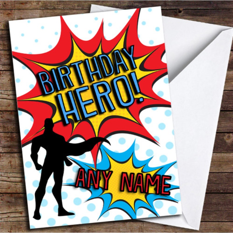 Birthday Hero Superhero Comic Personalised Birthday Card – The Card Zoo