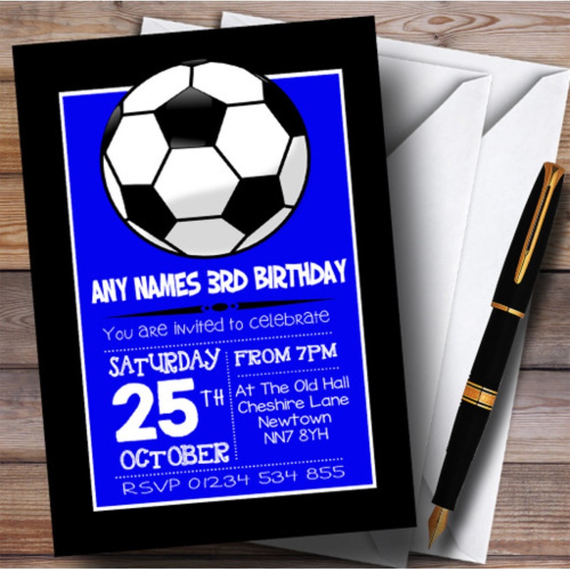 Blue and Black Football Children’s Birthday Party Invitations – The Card Zoo