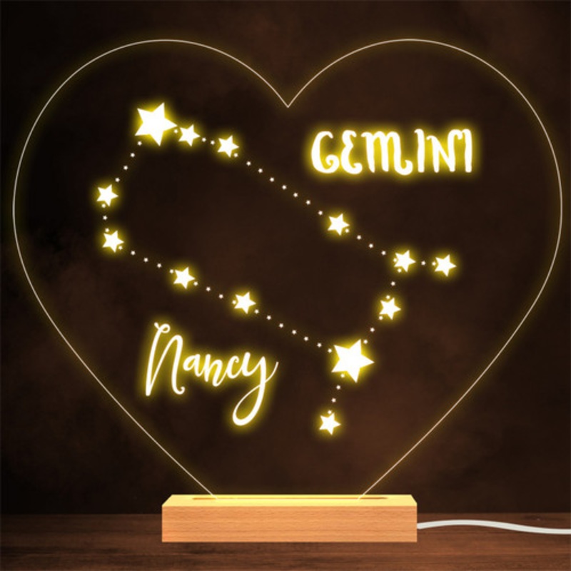 Constellations Zodiac Sign Gemini Personalised Gift Lamp Night Light – The Card Zoo