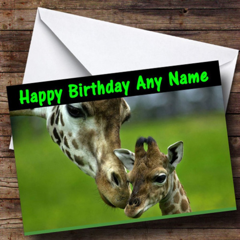Giraffe and Baby Personalised Birthday Card – The Card Zoo