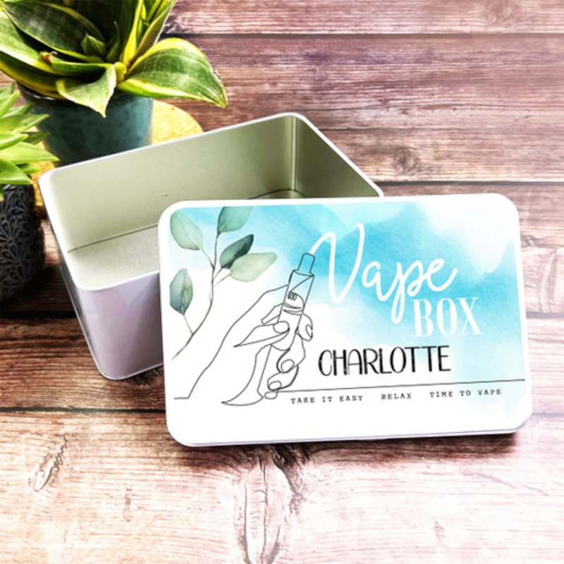 Line Art Blue Rectangle Personalised Vape Tin – The Card Zoo