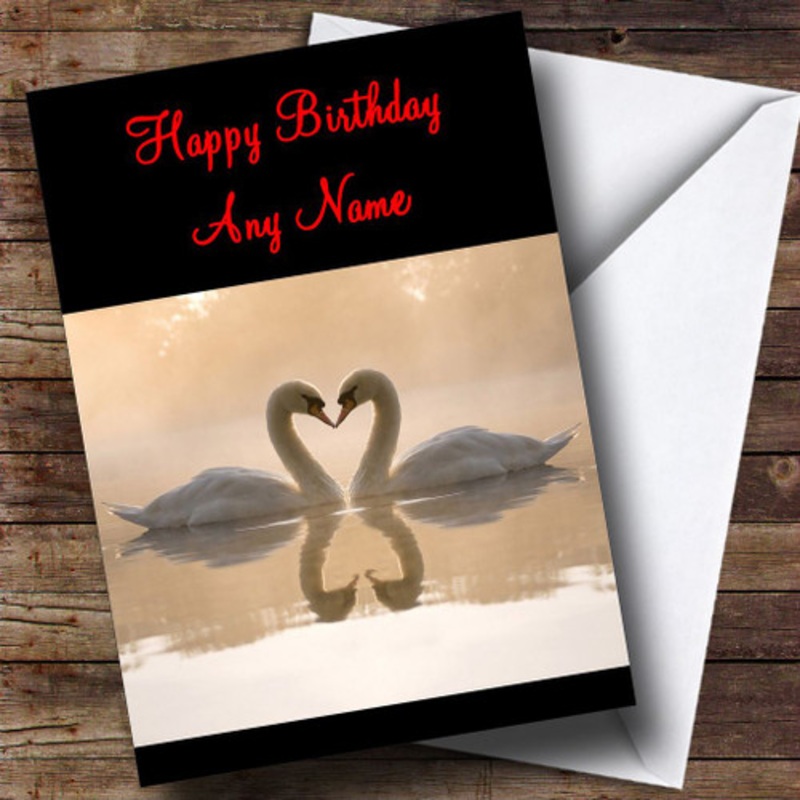 Romantic Swans Personalised Birthday Card – The Card Zoo