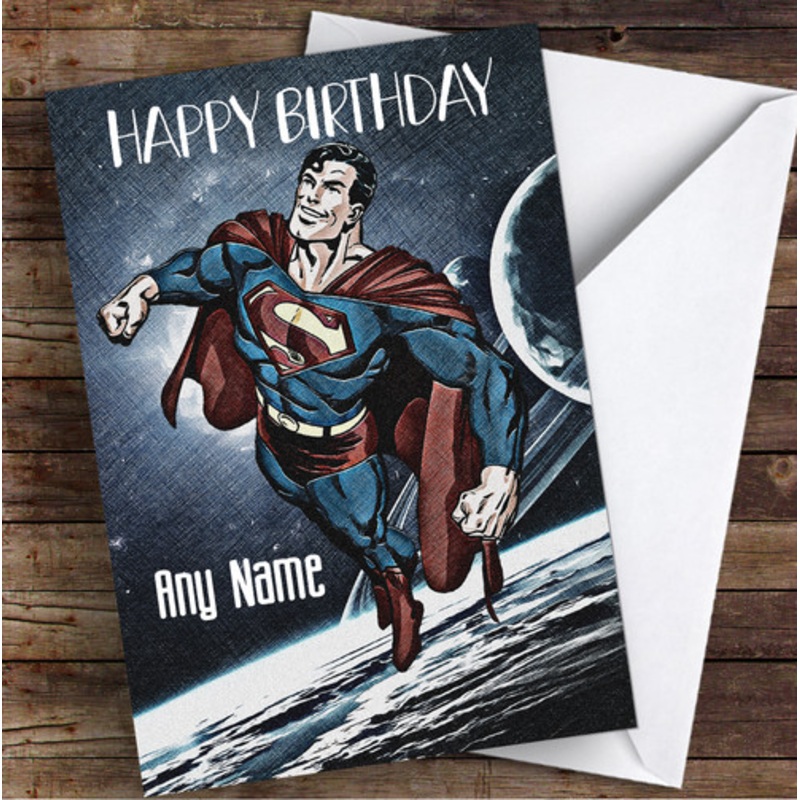 Superman Vintage Blue Children’s Kids Personalised Birthday Card – The Card Zoo