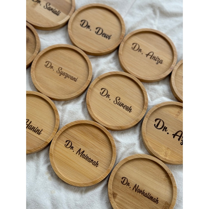Wood Etch (Set Of 2) | Customizable Wooden Coaster Gift Box (Klang Valley Delivery)
