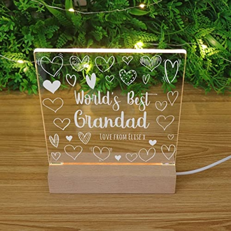 World’s Best Grandad Personalised Night Light LED Lamp Gift