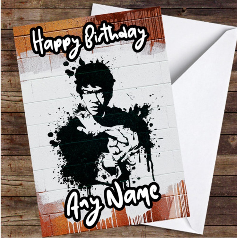 Bruce Lee Splatter Drip Wall Personalised Birthday Card – The Card Zoo