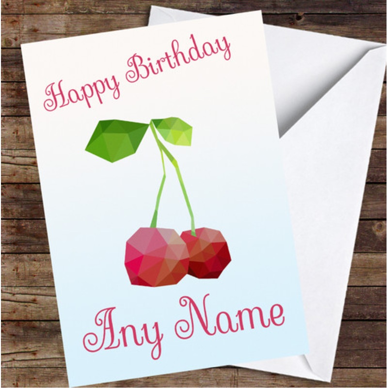Cherry Polygon Simple Personalised Birthday Card – The Card Zoo