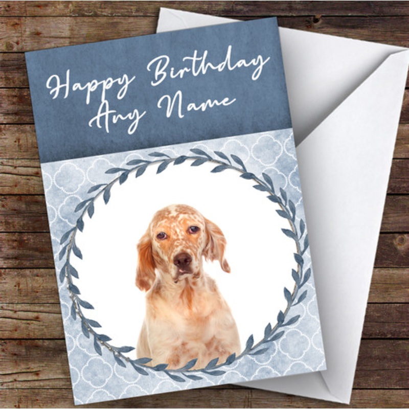 English Setter Dog Blue Animal Personalised Birthday Card – The Card Zoo