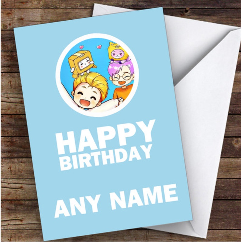 Lankybox Justin and Adam Blue Children’s Kids Personalised Birthday Card – The Card Zoo