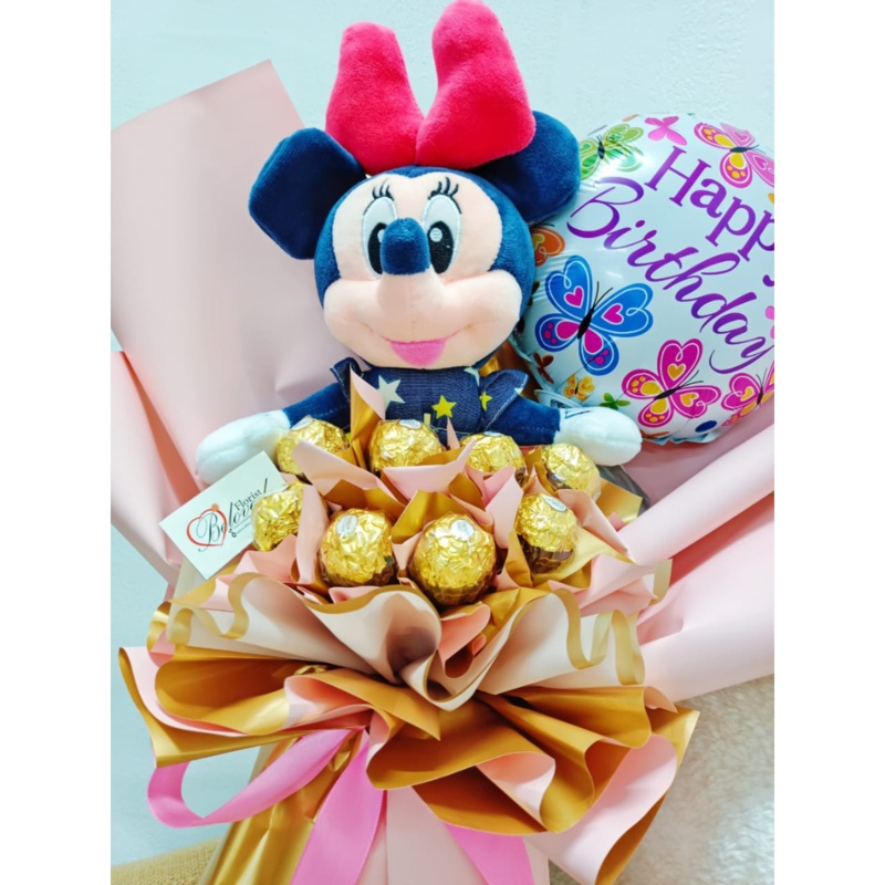 Minnie Ferrero Rocher With Balloon Bouquet (Klang Valley Delivery Only)