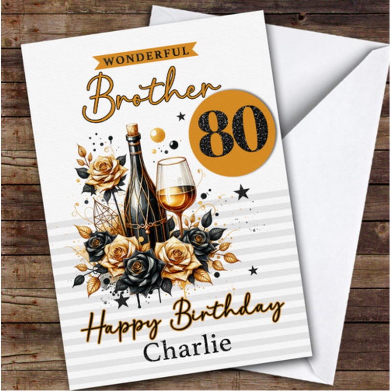 Personalised 80th Birthday Card For Brother Champagne – The Card Zoo