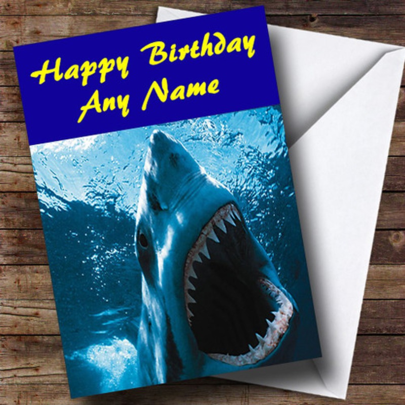 Scary Great White Shark Personalised Birthday Card – The Card Zoo