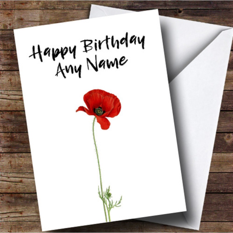 White Poppy Personalised Birthday Card – The Card Zoo