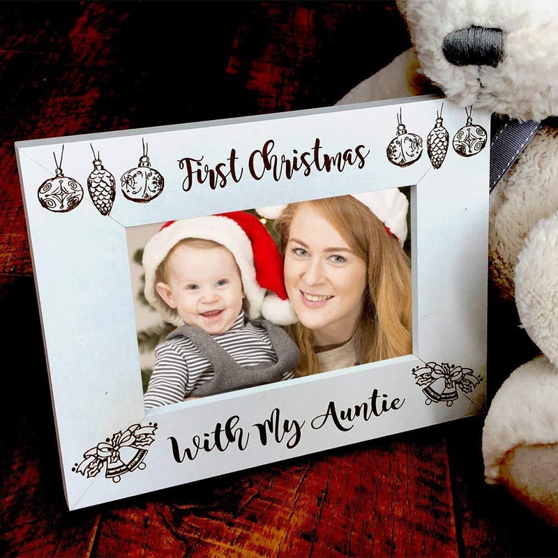White Wooden First Christmas With My Auntie Photo Frame Gift