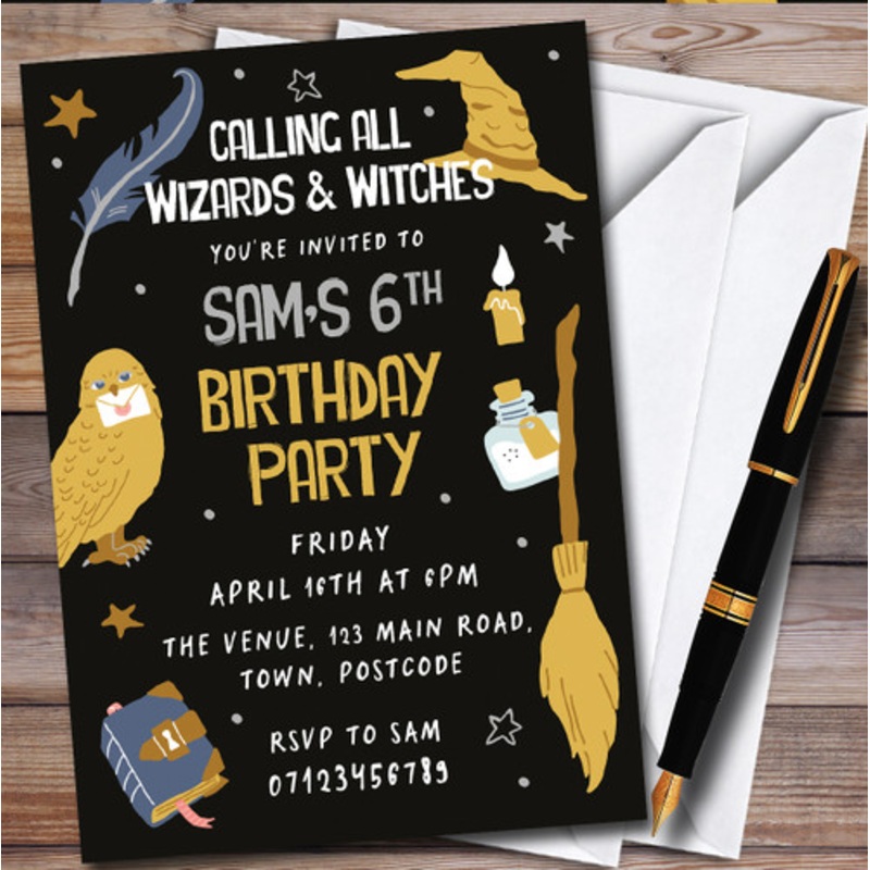 Wizard and Witches Personalised Birthday Party Invitations – The Card Zoo