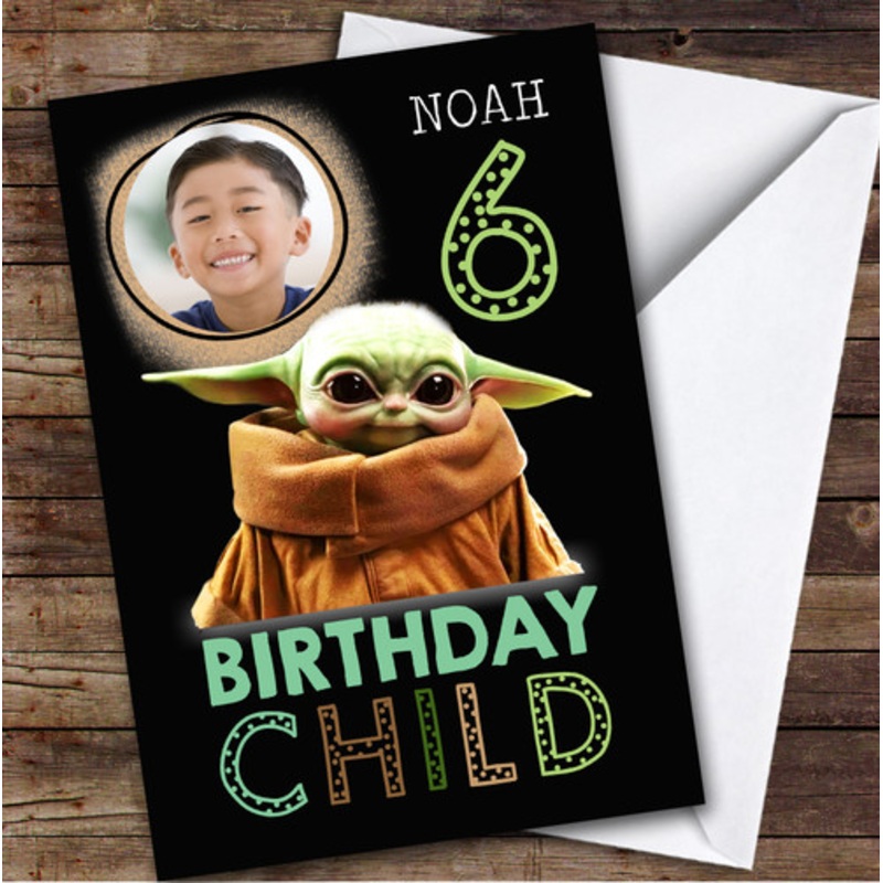 Baby Yoda Grogu Personal Photo Kids Personalised Children’s Birthday Card – The Card Zoo