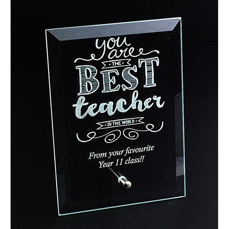 Best Teacher In The World Personalised Engraved Glass Plaque